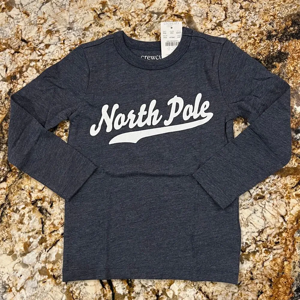 NWT J. Crew Boys' Heather Navy W/Christmas 
